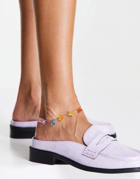 Серебристый браслет на ногу с подвесками в виде бабочек из пластика ASOS DESIGN