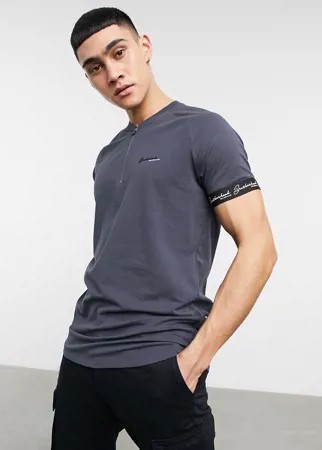 Серая облегающая футболка поло Bershka-Серый