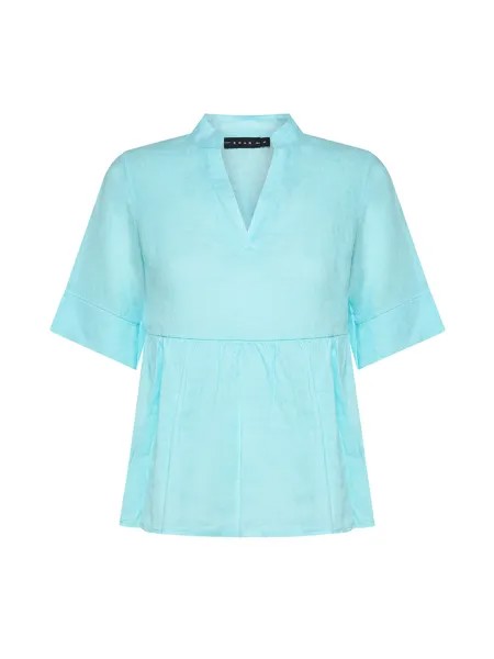 Блузка из чистого льна с воланом Koan Collection, голубой