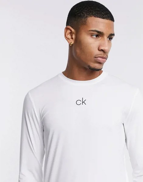 Белый базовый лонгслив с логотипом Calvin Klein Golf