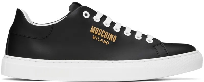 Черные кроссовки с фурнитурой и логотипом Moschino