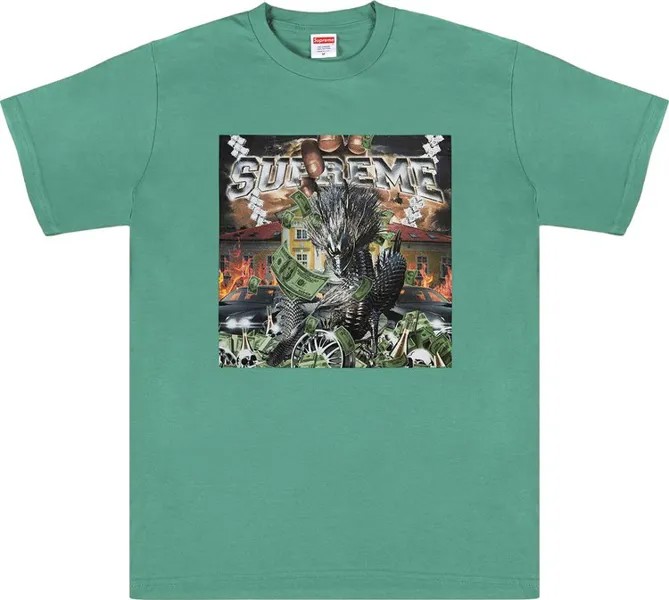 Футболка Supreme Dragon Tee 'Dusty Teal', бирюзовый