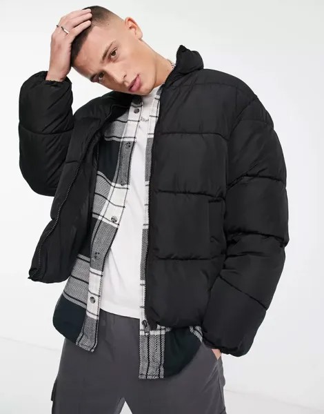 Черная короткая стеганая куртка Jack & Jones Originals