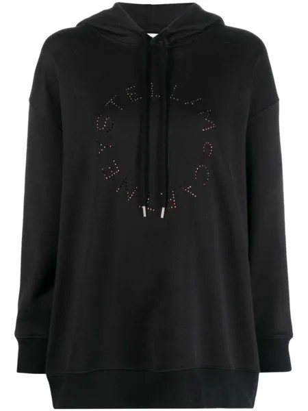 Stella McCartney худи оверсайз с логотипом и кристаллами, черный
