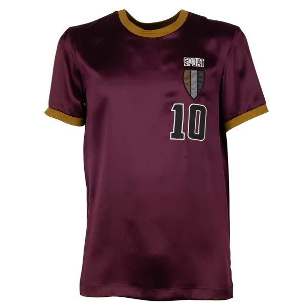 Шелковая футболка Dolce - Gabbana Sports 10 с вышивкой фиолетовое золото 11084