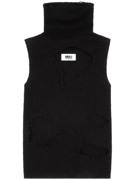 MM6 Maison Margiela джемпер без рукавов с эффектом потертости, черный