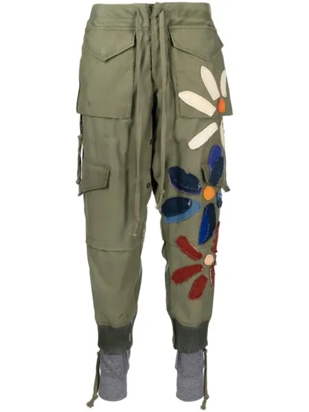 Greg Lauren спортивные брюки с нашивкой, зеленый