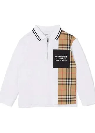 Burberry Kids рубашка поло со вставкой в клетку Vintage Check