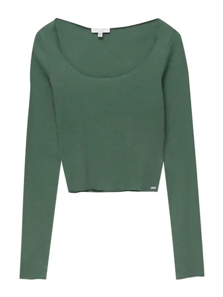 Лонгслив Pull&Bear, зеленый