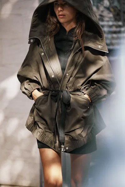 Парка оверсайз с бантиками ZARA, хаки