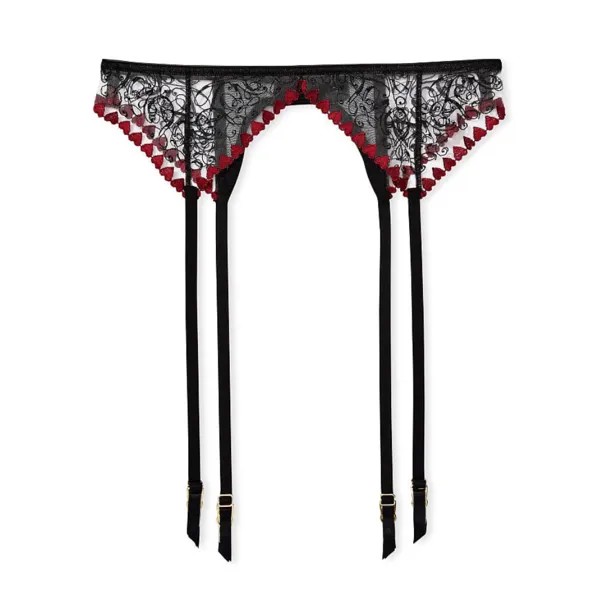 Пояс с подвязками Victoria's Secret Very Sexy Love Letters Embroidery Garter, черный