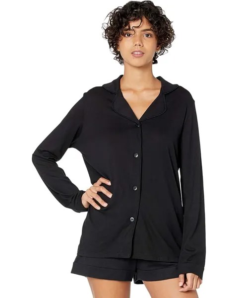 Пижамный комплект Cosabella Bella Long Sleeve Top Boxer PJ Set, цвет Black/Black