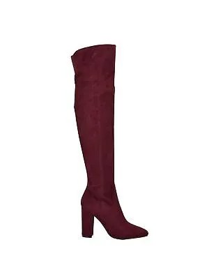 GUESS Женские темно-бордовые эластичные ботинки Mireya с квадратным носком на блочном каблуке и застежкой-молнией, размер 5 м