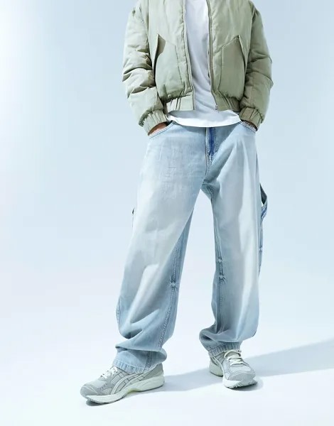 Джинсы Bershka Baggy Carpenter Casted, голубой