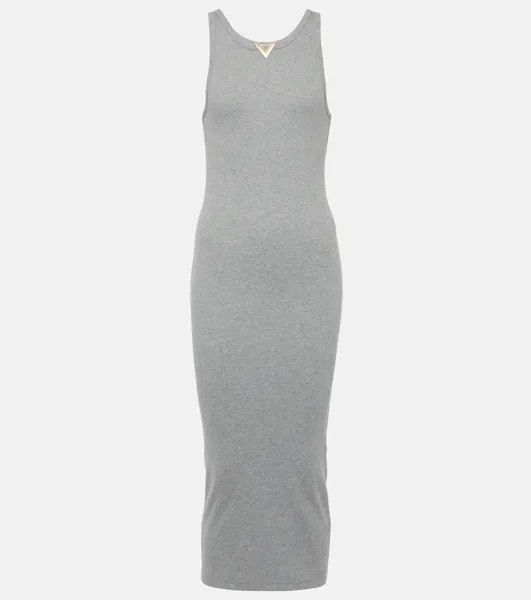 Платье миди из хлопкового джерси Valentino, серый