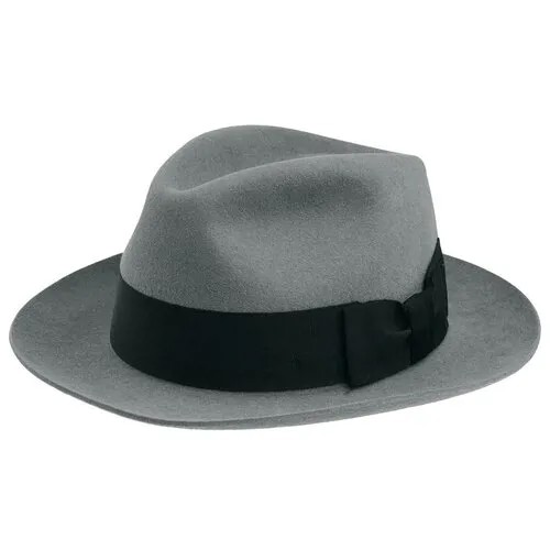 Шляпа федора Christys, подкладка, размер 62, серый