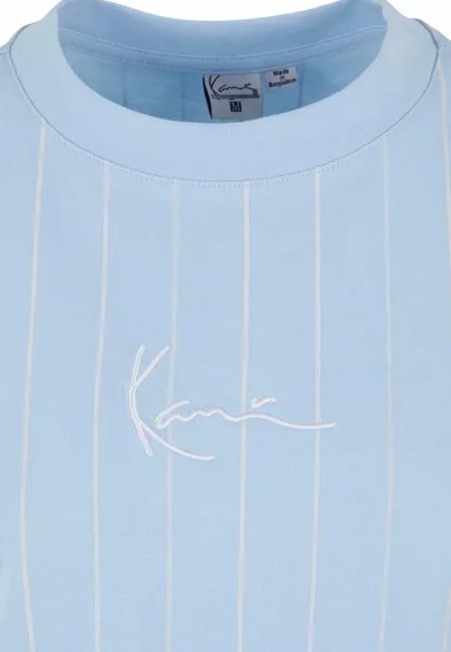 Футболка с принтом SMALL SIGNATURE TONAL PINSTRIPE OS TEE Karl Kani, светло-голубой