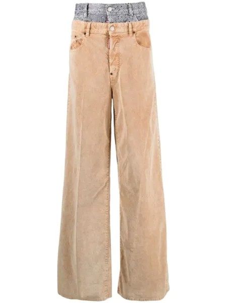 Dsquared2 двухслойные брюки с кристаллами, коричневый