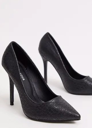 Черные туфли-лодочки для широкой стопы с крокодиловым рисунком Glamorous-Черный цвет