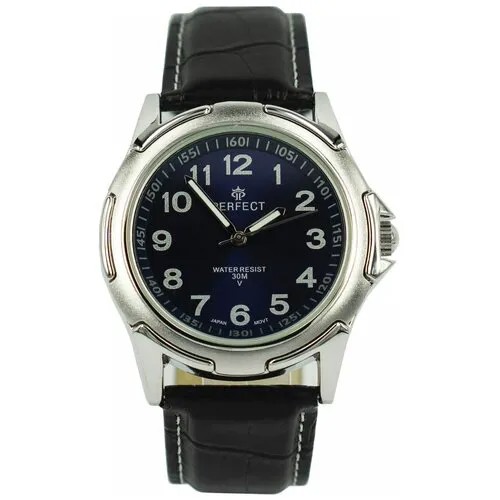 Perfect часы наручные, мужские, кварцевые, на батарейке, кожаный ремень, с датой, японский механизм C011-3