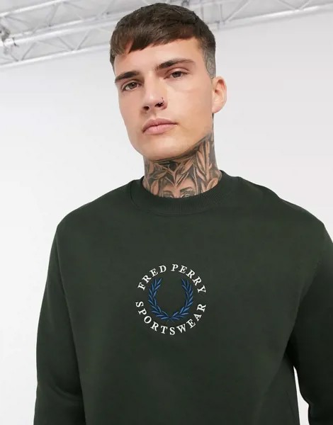 Зеленый свитшот с логотипом Fred Perry