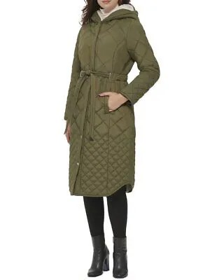 Женское длинное стеганое пальто Kenneth Cole с поясом