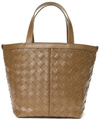 Tiffany - Fred Женская плетеная кожаная сумка на плечо с ручкой сверху, коричневая