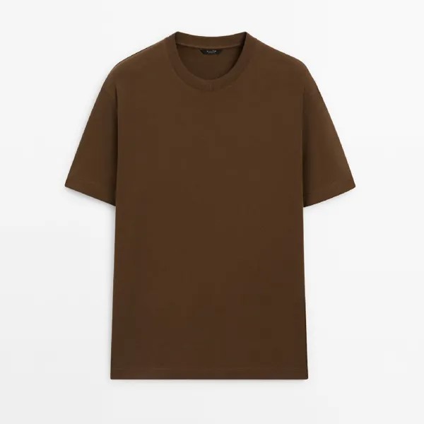 Футболка Massimo Dutti Cotton Medium, коричневый
