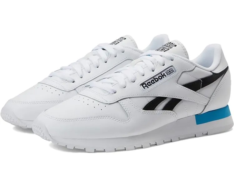 Кроссовки Reebok Classic Leather, цвет White/Black/Radiant Aqua