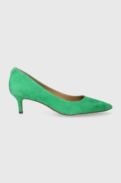 Замшевые туфли на каблуке Adrienne Lauren Ralph Lauren, зеленый