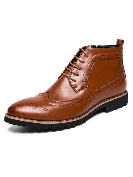 Milanoo Men's Lace Up Wingtips Oxfords Dress Boots