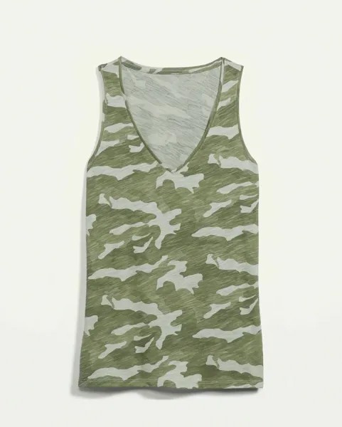 NWT Old Navy Green Camo EveryWear Slub-Knit V-образным вырезом Майка Хлопок Женский ML XL