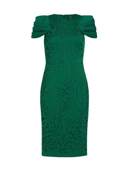 Платье миди с лазерной резкой Badgley Mischka, цвет emerald