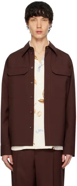 Коричневая рубашка с раздвинутым воротником Jil Sander, цвет Chestnut brown