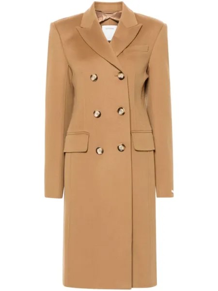 Sportmax двубортное шерстяное пальто, коричневый