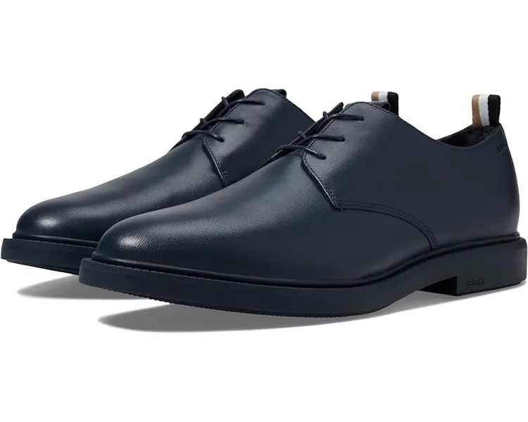 Оксфорды BOSS Larry Lace-Up Leather Derby Shoes, цвет Whale Blue