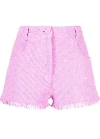 MSGM твидовые шорты с бахромой