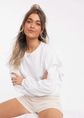Свитшот с оборками ASOS DESIGN-Белый