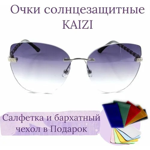 Солнцезащитные очки Kaizi, черный, серебряный