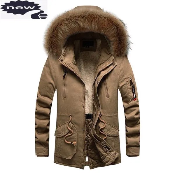 Зимняя теплая куртка мужская повседневная меховая куртка с капюшоном из толстого хлопка; Тренч мульти-карман камуфляж тактическая куртка-бомбер в стиле парка M-3XL