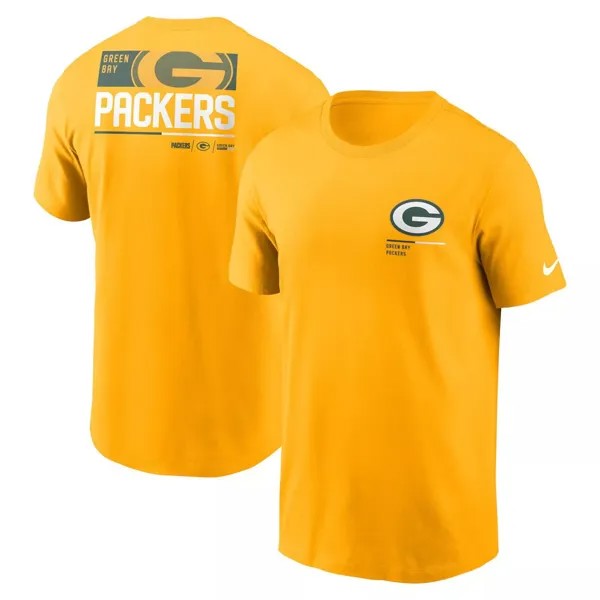 Мужская золотая футболка Green Bay Packers Team Incline Nike