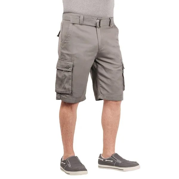 Мужские шорты-карго из твила с поясом, летние шорты с несколькими карманами, серые 32