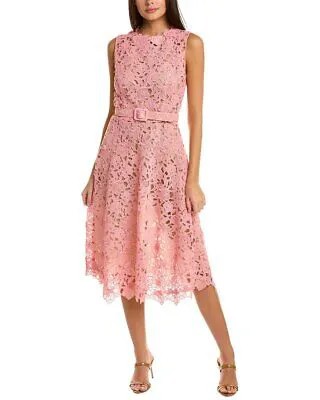Oscar De La Renta Женское кружевное платье миди с цветочным принтом розовое 8