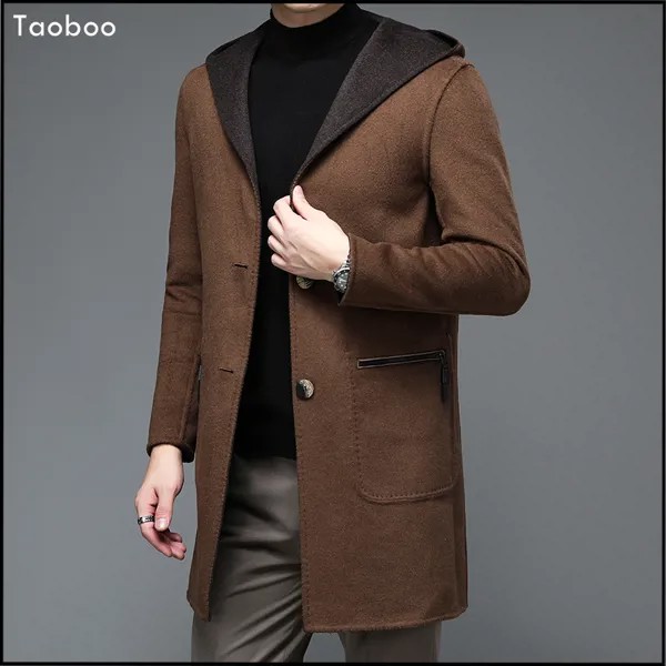 Taoboo 2022 зимняя куртка, новинка, мужской шерстяной однотонный плащ, Блейзер, куртки, мужская деловая Повседневная винтажная стильная Смешанная ветровка, пальто
