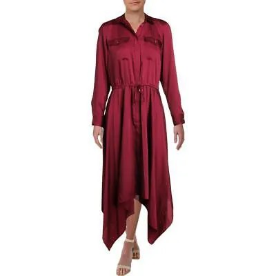 Женское красное атласное платье-рубашка трапециевидного силуэта Lauren Ralph Lauren Zylus 10 BHFO 9315
