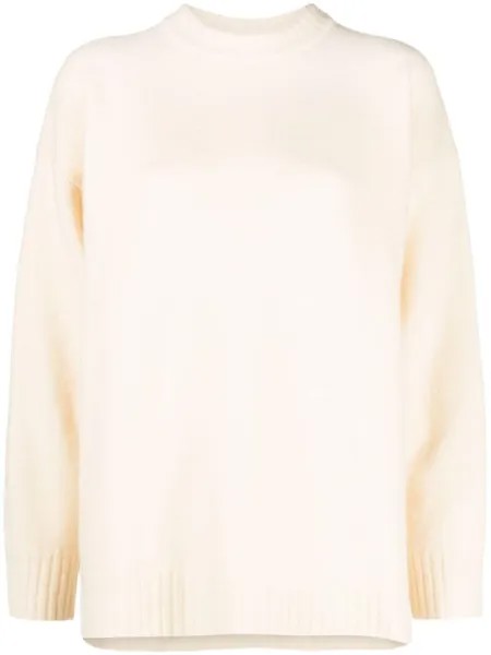 Jil Sander шерстяной джемпер с круглым вырезом, белый