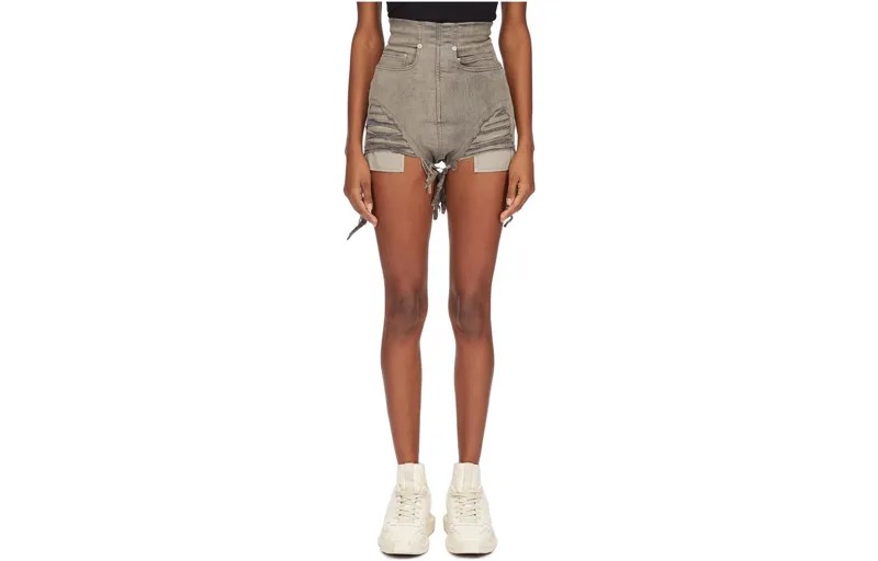 Джинсовые шорты женские коричневые Rick Owens Drkshdw