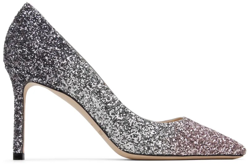 Серебристо-розовые туфли Romy 85 на каблуке Jimmy Choo