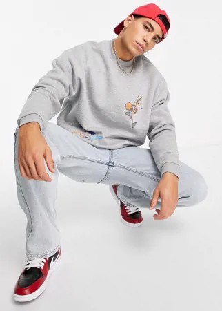 Серый меланжевый oversized-свитшот с принтом ASOS DESIGN Space Jam: A New Legacy