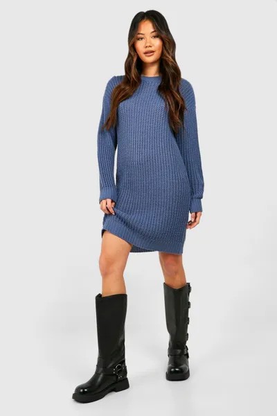 Мини-платье-джемпер с круглым вырезом boohoo, синий
